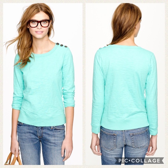 J. Crew Tops - J. Crew mint green shoulder button sweatshirt